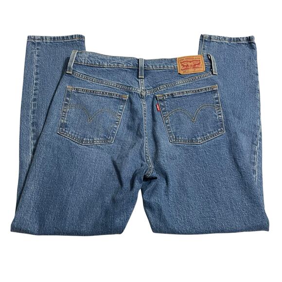 Levis 501 Womens Jeans Size 28 Button Fly Straight Medium Wash Distressed Denim - Picture 5 of 12